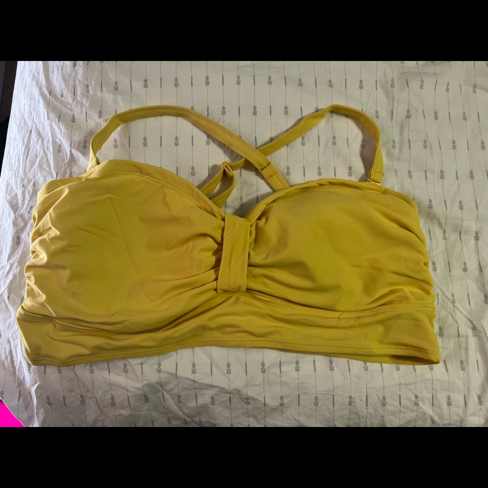 Beauty and the Beast Yellow Bikini Top with Embroidered Rose.